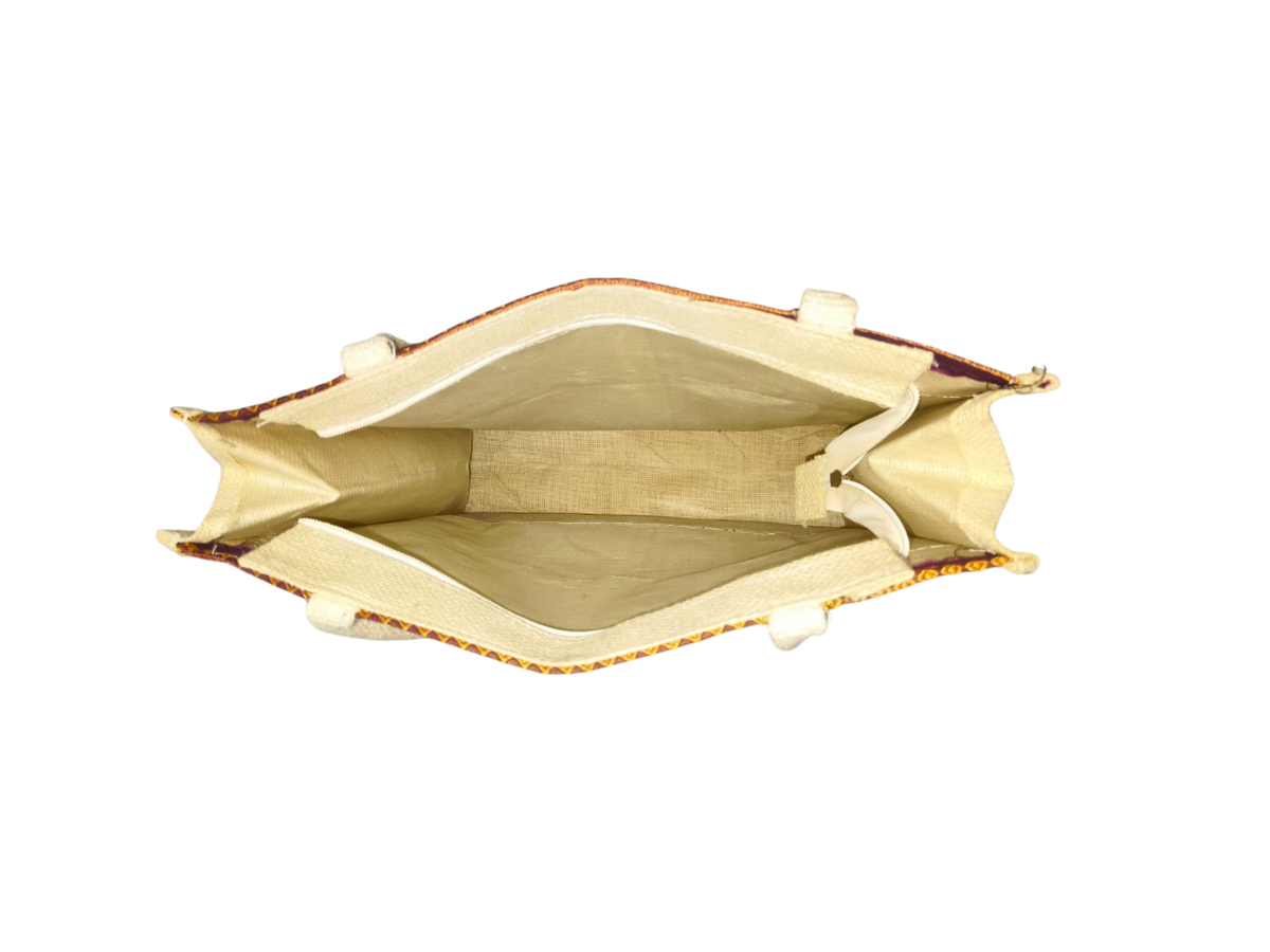 Premium Natural Jute Shopping & Gifting Bag with Traditional Border