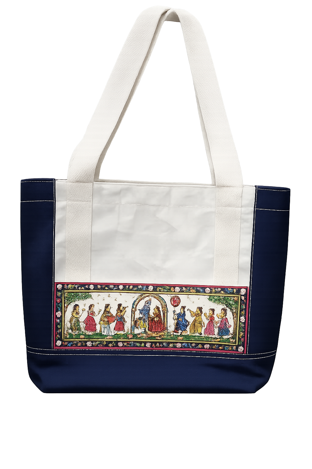 Hand crafted women denim and canvas beautiful Pattachitra Tote Bag