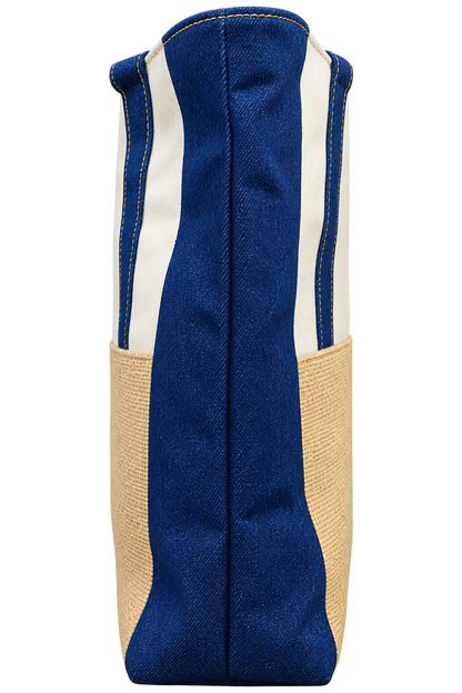 American Flag Jute & Canvas Tote Bag with Zipper
