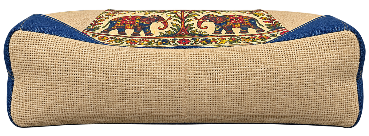 Royal Elephant Heritage Jute, denim and Canvas Tote Bag