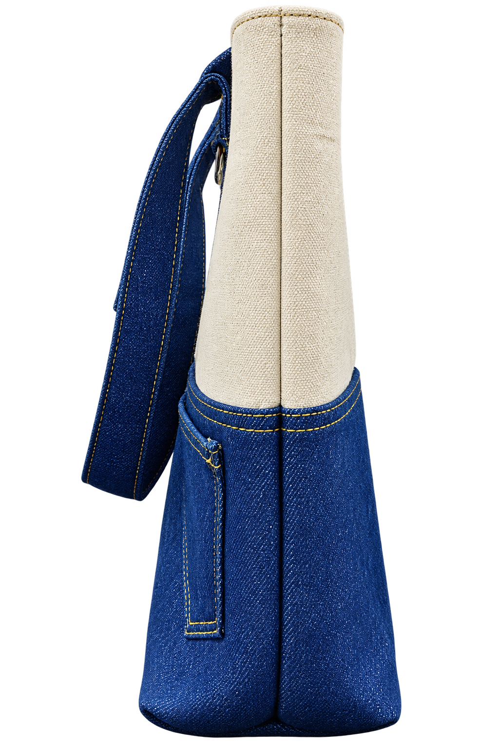 Classic Blue & Cream Canvas Tote Bag with Front Pocket