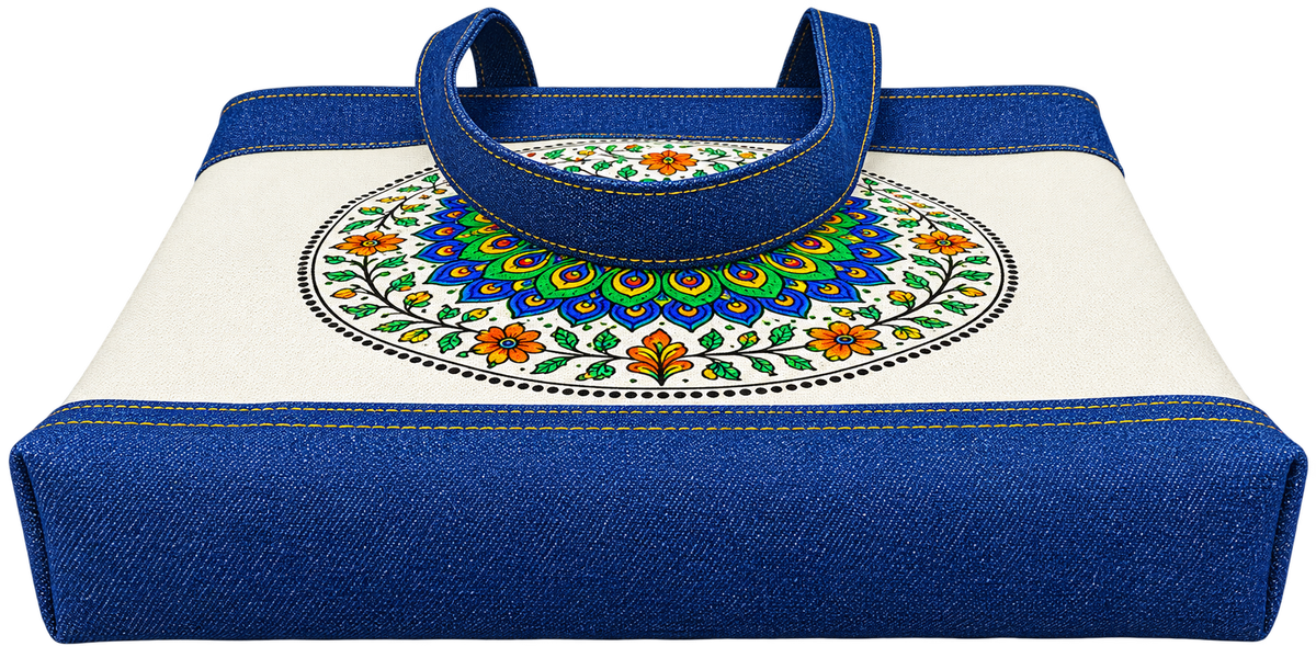 Royal Peacock Mandala Canvas Tote Bag for daily uses