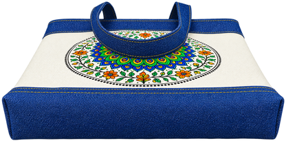 Royal Peacock Mandala Canvas Tote Bag for daily uses