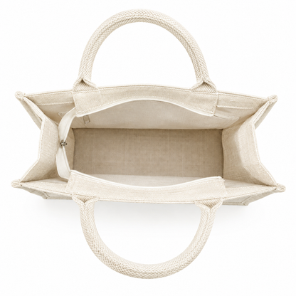 Natural off-white Jute Tote Shopping Bag.