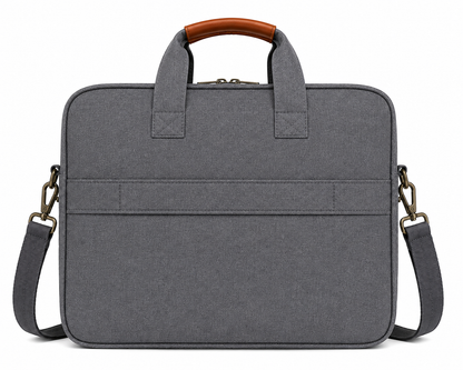 Premium Grey Textured Laptop & Office Briefcase with Shoulder Strap
