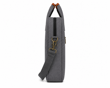 Premium Grey Textured Laptop & Office Briefcase with Shoulder Strap