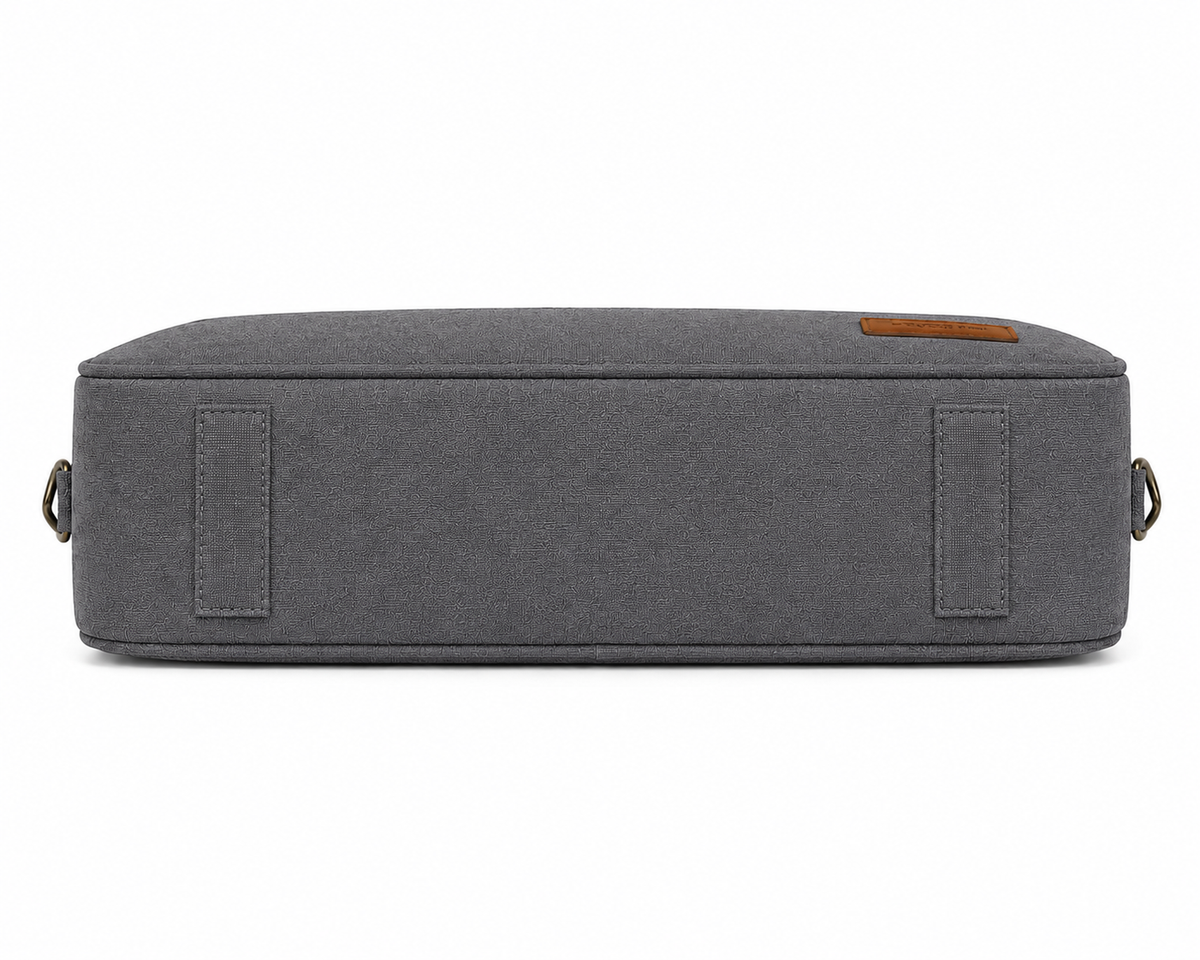 Premium Grey Textured Laptop & Office Briefcase with Shoulder Strap