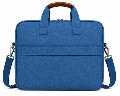 Premium Blue Fabric Laptop Bag for Men & Women – 15.6 Inch Laptop Briefcase with Shoulder Strap & Front Zipper Pocket