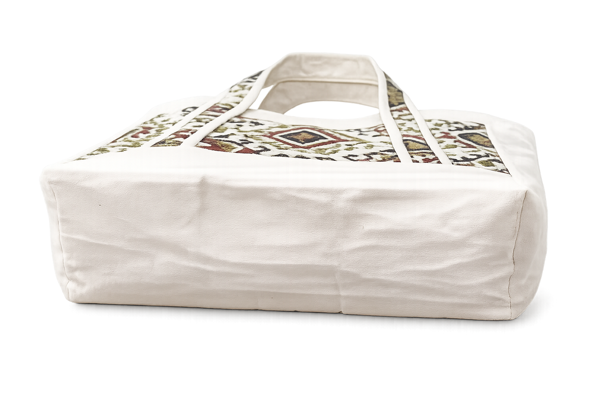 Premium Canvas and tapestry brown designed women tote bag