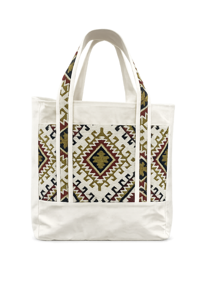 Premium Canvas and tapestry brown designed women tote bag
