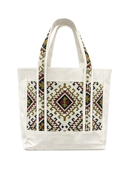 Premium Canvas and tapestry brown designed women tote bag