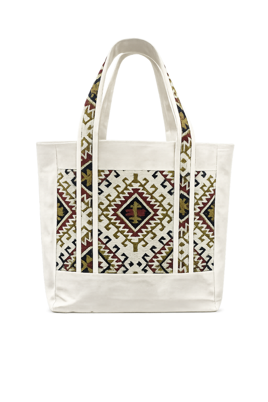 Premium Canvas and tapestry brown designed women tote bag