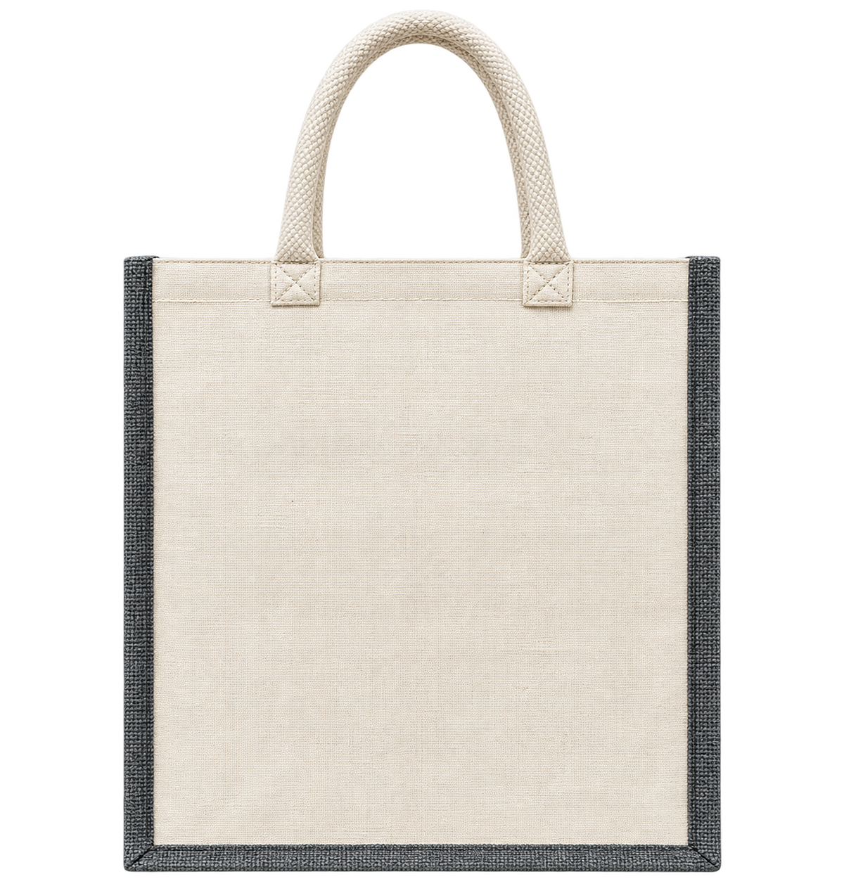 Natural Jute Canvas Tote Bag with Orange Border & Rope Handles