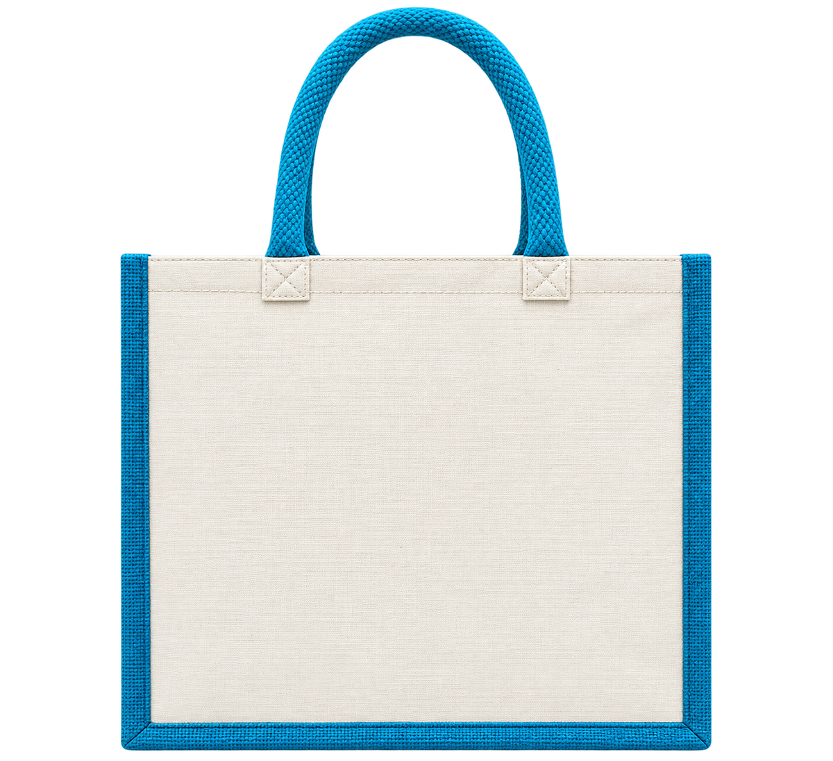 Natural Jute Canvas Tote Bag with Orange Border & Rope Handles