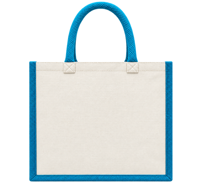 Natural Jute Canvas Tote Bag with Orange Border & Rope Handles