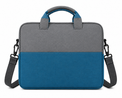 Premium Khadi Fabric Laptop Bag for Men & Women | Stylish Laptop Briefcase with Padded Compartment, Shoulder Strap, Dual Handles & Front Zipper Pocket | Grey & Blue