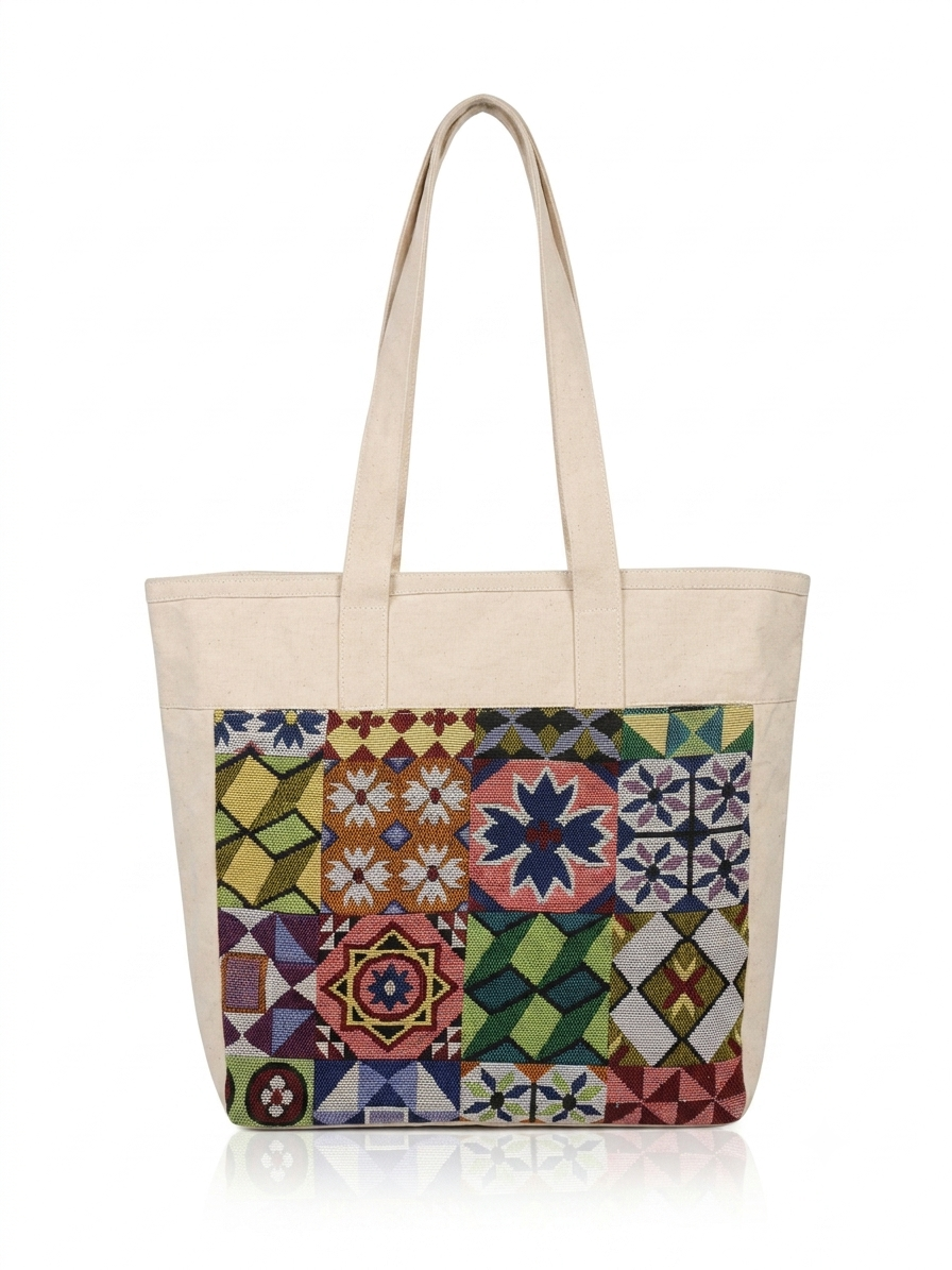 Multicolor Ethnic Patchwork tapestry and Canvas Tote Bag for daily uses