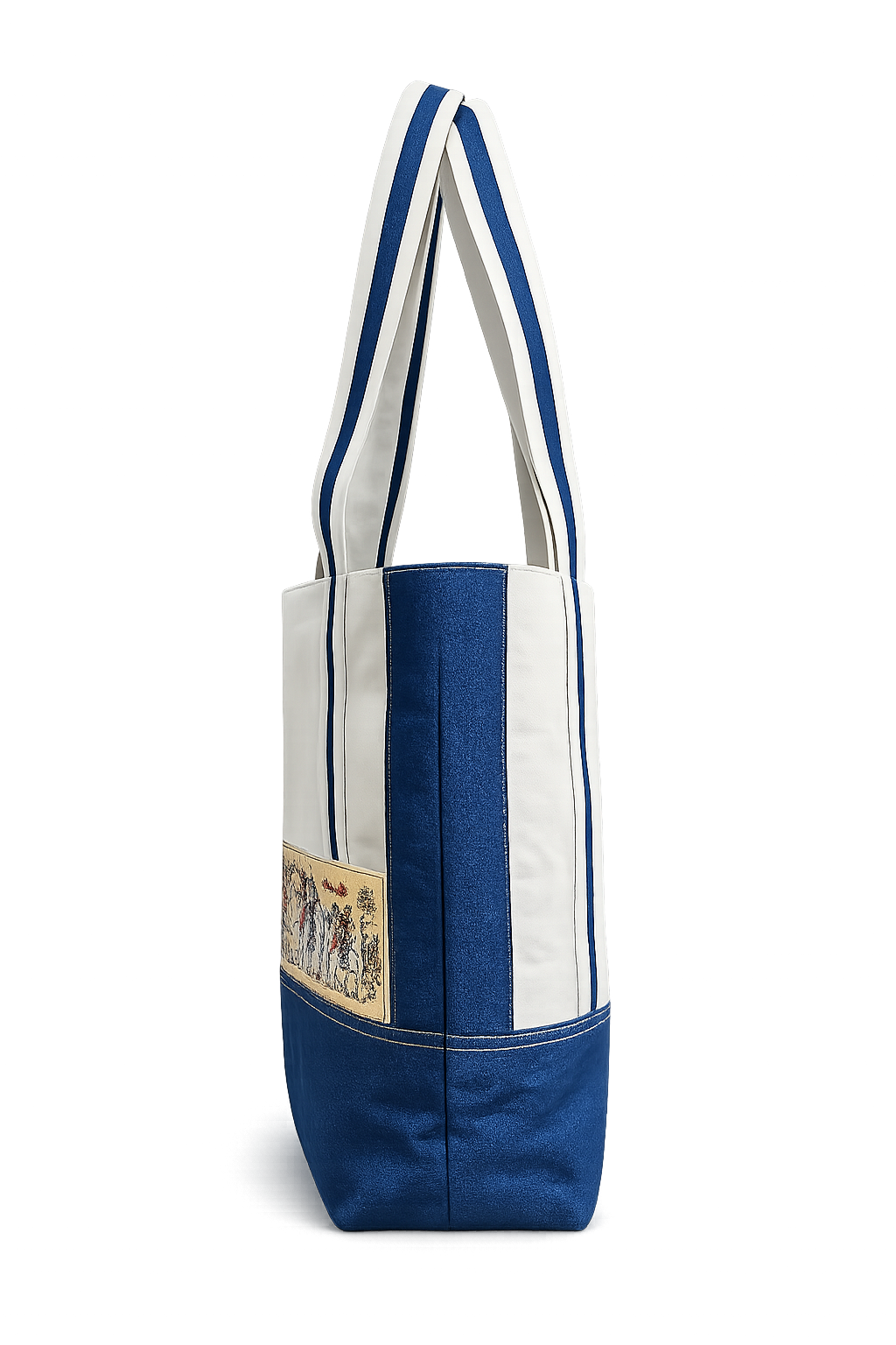 Heritage denim & Canvas Tote Women hand Bag with Ethnic pattachitra work.