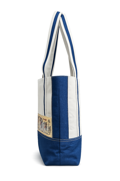 Heritage denim & Canvas Tote Women hand Bag with Ethnic pattachitra work.