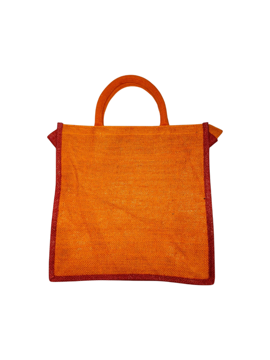 Premium Orange Jute Gifting & Shopping Bag with Contrast Border