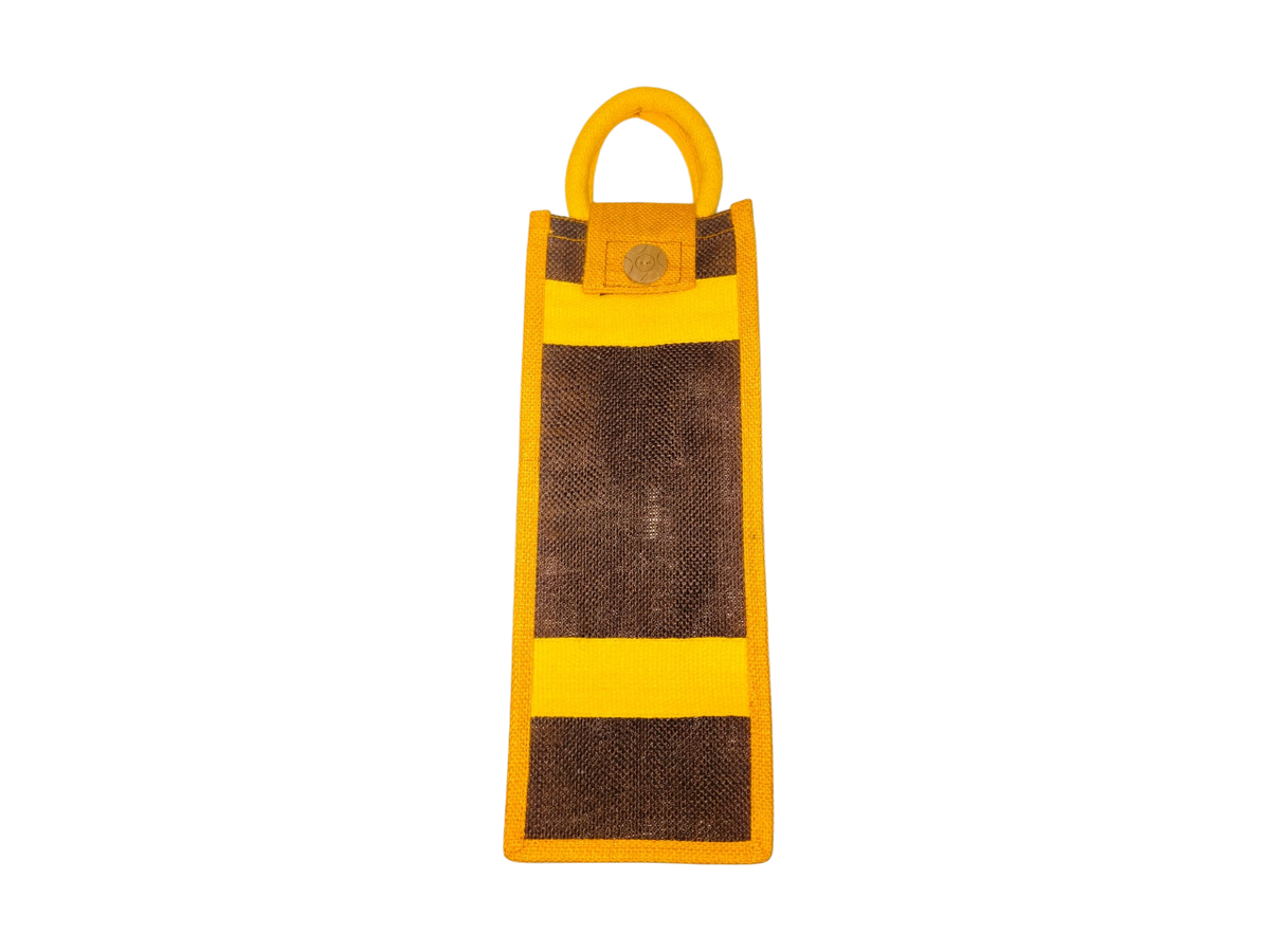 Premium Jute Wine Bottle Gift Bag with Snap Button Closure