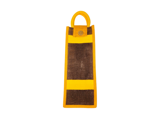 Premium Jute Wine Bottle Gift Bag with Snap Button Closure