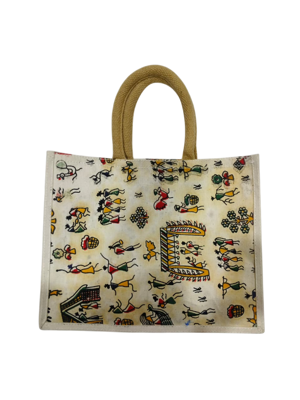 Traditional Kalamkari Printed Jute Gifting Bag with Rope Handles