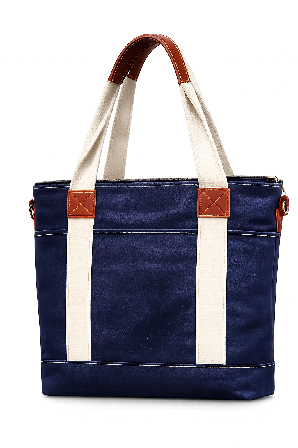 Dubai Skyline Denim Tote Bag – Navy Blue Unisex Shopping & Travel Bag with Zipper Pocket