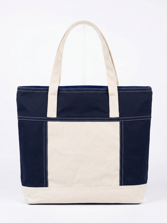Premium denim and  Canvas Tote Bag with Front Pocket & Long Handles