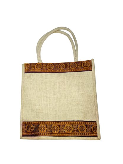 Premium Natural Jute Shopping & Gifting Bag with Traditional Border
