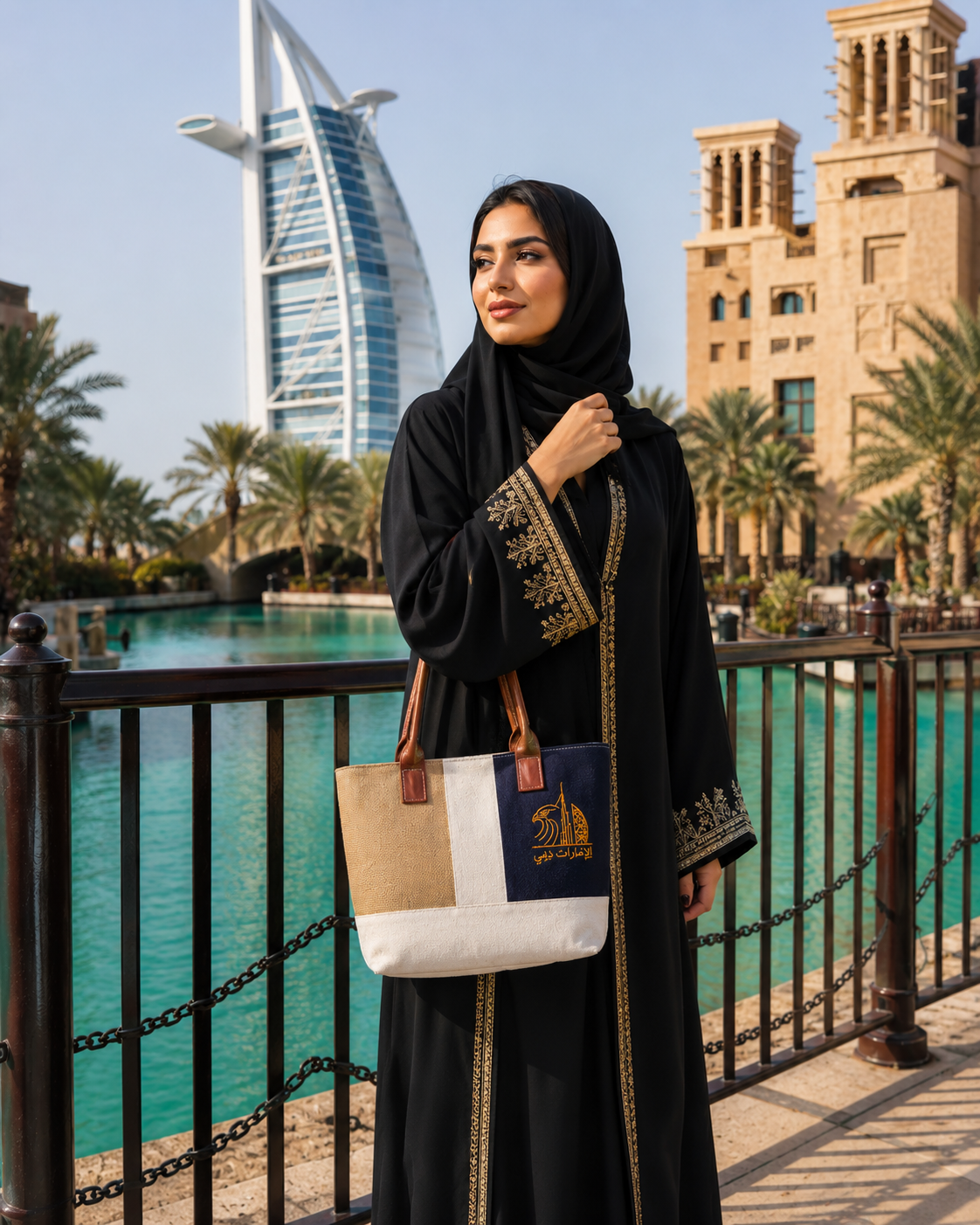 Dubai-Inspired Premium Tote Bag – Denim, Canvas & Jute Multi-Fabric Shopping & Everyday Carry Bag