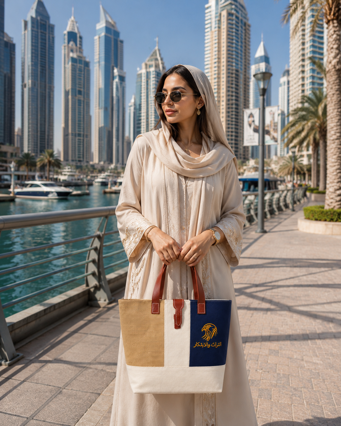 Premium Jute, denim and  Canvas embroideried Tote Bag with Leather-Style Handles
