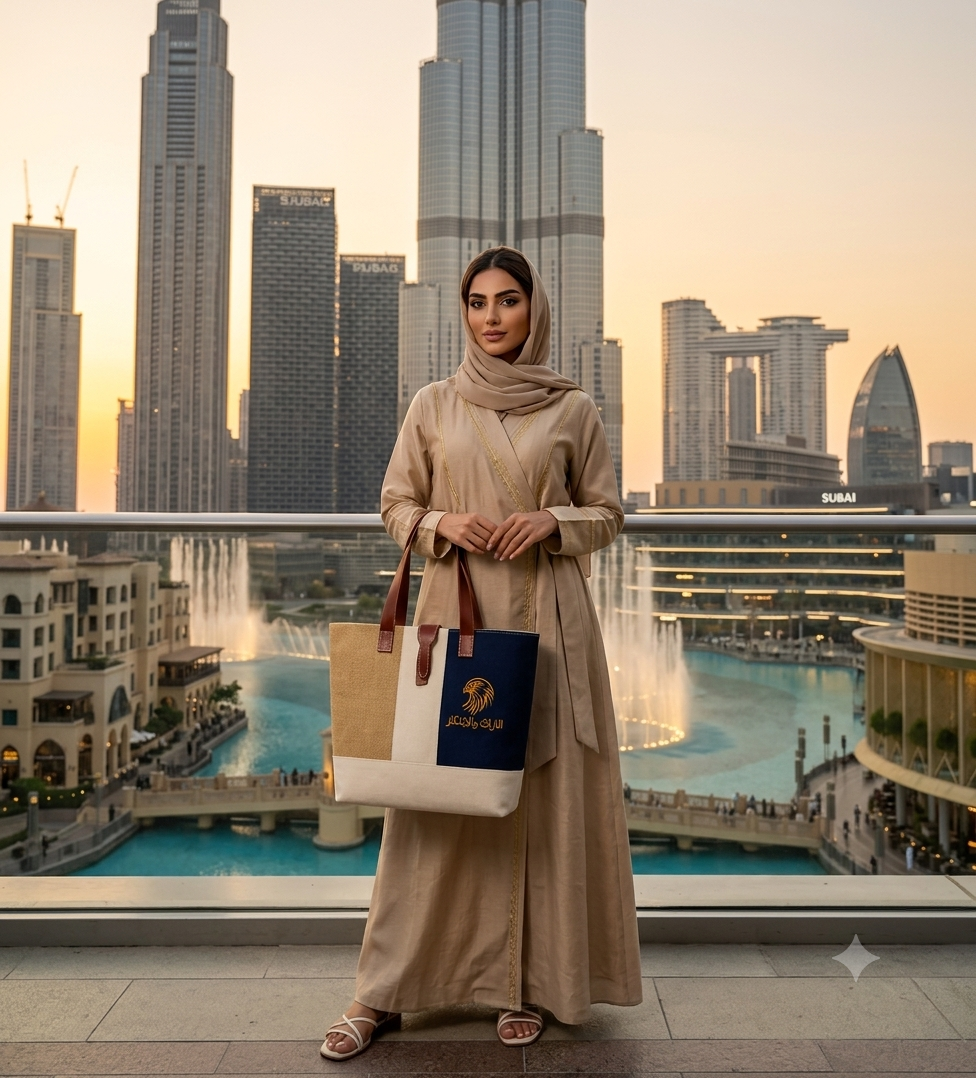 Premium Jute, denim and  Canvas embroideried Tote Bag with Leather-Style Handles