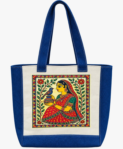 Royal Blue Traditional Art Canvas Tote Bag