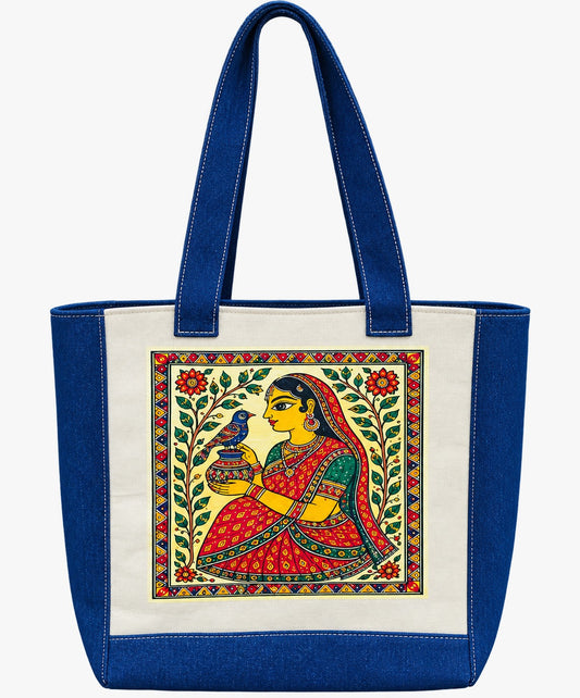 Royal Blue Traditional Art Canvas Tote Bag